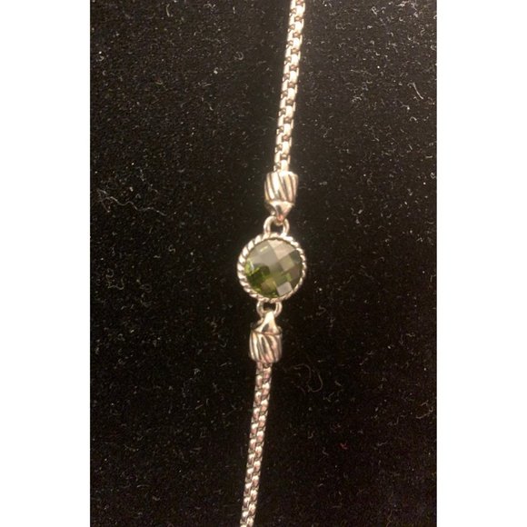 30in 7 Faceted Green Stones Necklace - Picture 3 of 5